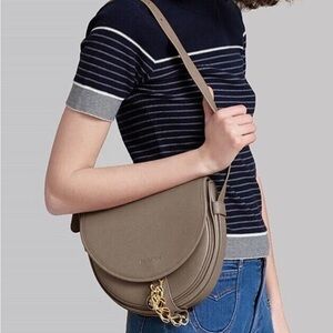 See by Chloe Small Mara Crossbody Saddle Bag in Motty Grey (taupe)